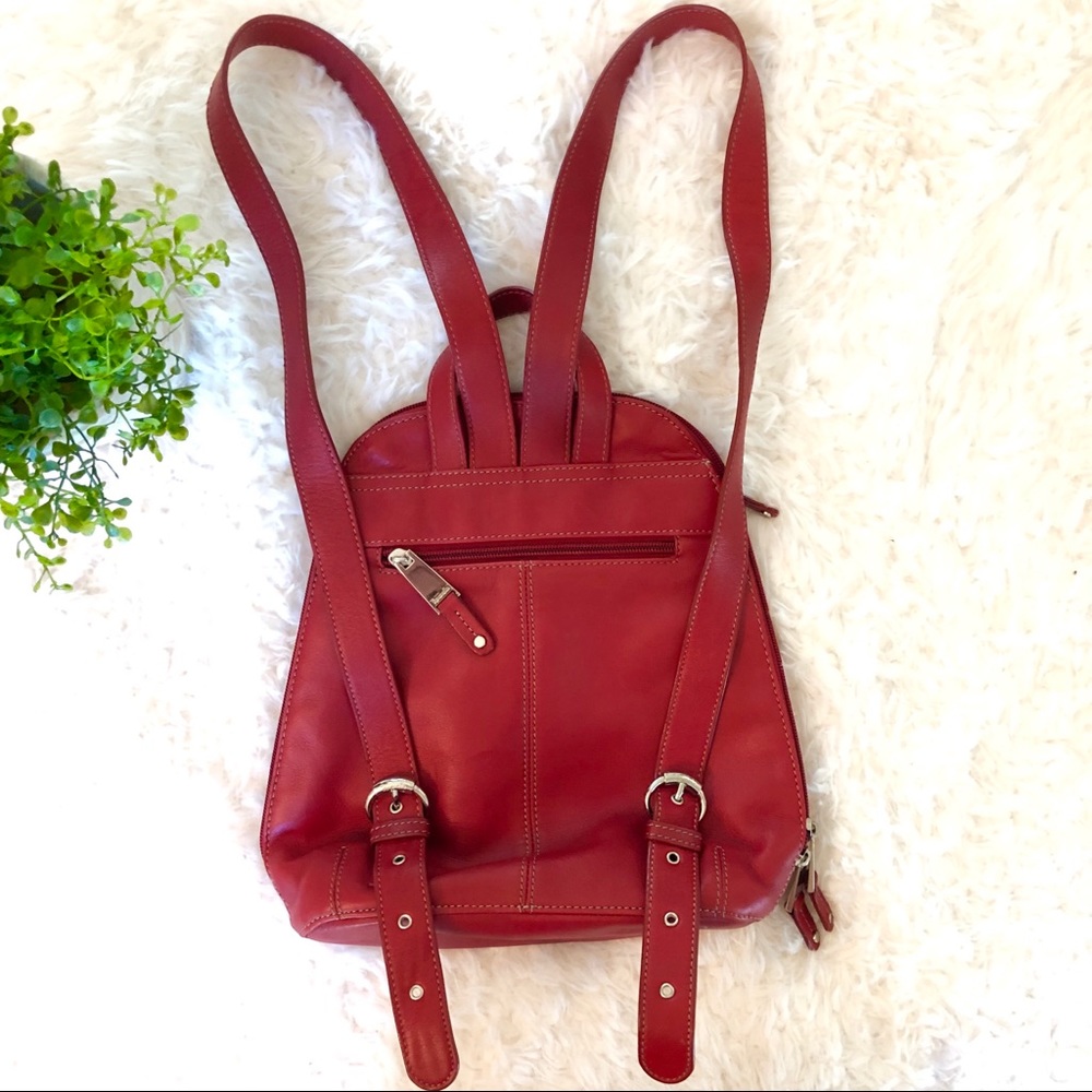 Tignanello Deep Red Leather Backpack Purse